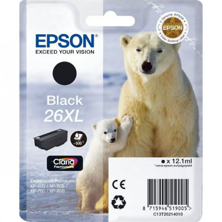 Картридж EPSON T26214012 new XL для XP-600/700/800 черный увеличенный
