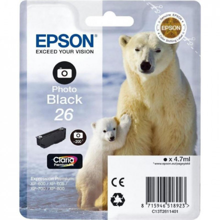 Картридж EPSON T26114012 new для XP-600/700/800 фото черный стандартный