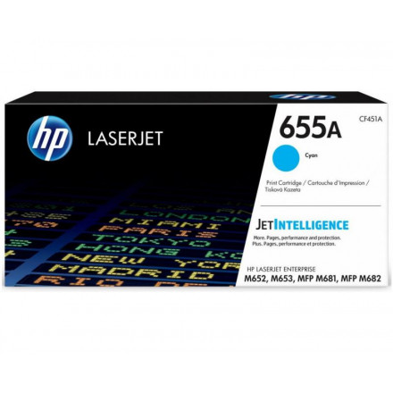CF451A К-ж HP 655A голубой для HP CLJ M652/M653/MFP M681/M682, 10500 стр., оригинал