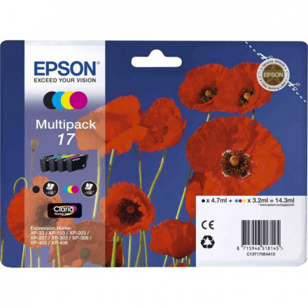 Картридж EPSON T1706 для XP-33/103/203/207/303/306/406 (4 картриджа - CMYK) HAV3-P (Claria H