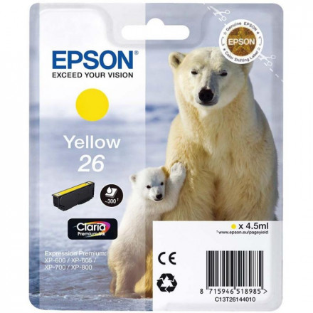 Картридж EPSON T26144010 для XP-600/700/800 желтый стандартный