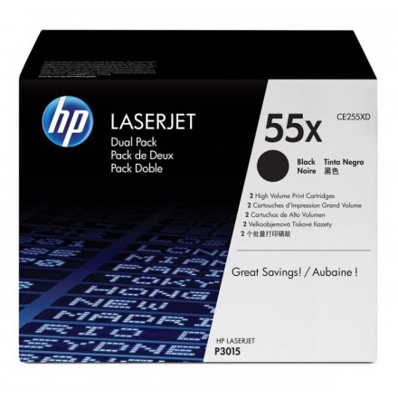 CE255XD К-ж HP LJ P3015 черный, увеличенный, 2 шт/уп, оригинал