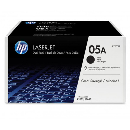 CE505D К-ж HP P2035/2055  2-pack LaserJet Toner Cartridge (2*CE505A), оригинал